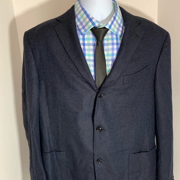 Ermenegildo Zegna Birdseye Navy Blue SportCoat 46R